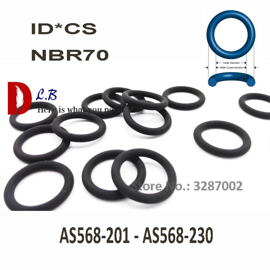 1 EA AS568-226 2-1//4/" OD x 2/" ID x 1//8/" CS 70 Duro Black Nitrile O-ring
