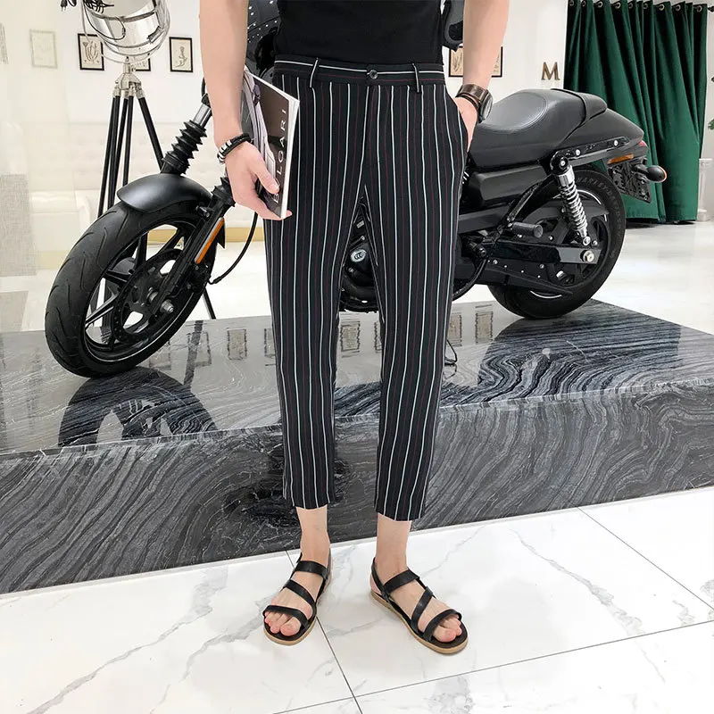 2019 Весна и лето новая корейская мода пара тренд Досуг хип хоп прямые полосы семь очков широкие брюки уличная
