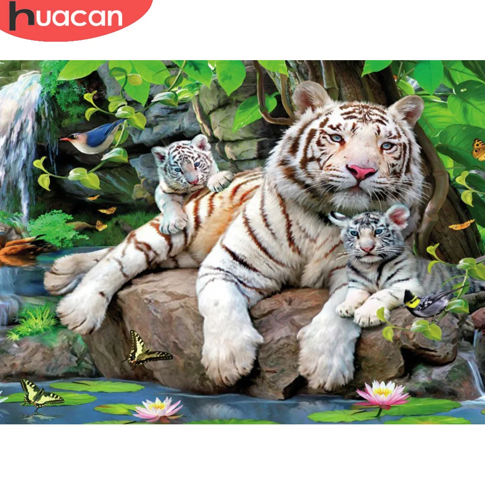 

HUACAN 5D DIY Full Square Diamond Painting Tiger And Son Rhinestone Mosaic Diamond Embroidery Cross Stitch Resin Home Decor
