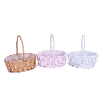 

High Quality Storage Basket Flowers Baskets Handmade Oval Portable Woven Waterproof Straw Braided Decoration Flower Basket