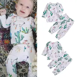 Милый комплект одежды с рисунком альпаки, футболка с длинными рукавами и штаны, домашняя одежда для маленьких мальчиков и девочек, комплект