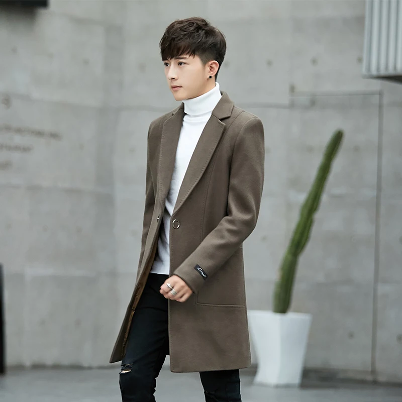 Двусторонняя шерстяная шерстяное пальто мужские кашемировые удлиненная верхняя