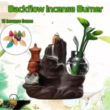 Задняя курильница с держателем керамический маленький монах Маленький Будда водопад ароматерапия сандаловое дерево курильница Creatives домашний декор