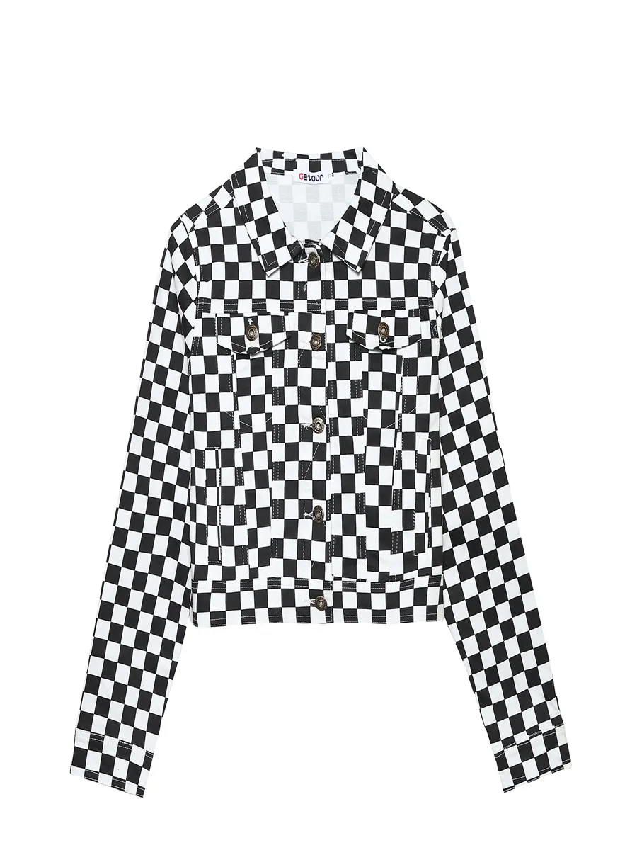 

Women Plaid Jackets Autumn Harajuku Checkerboard Cropped Jacket Streetwear Short Coats Tumblr Girl Clothes Checkered Dropship