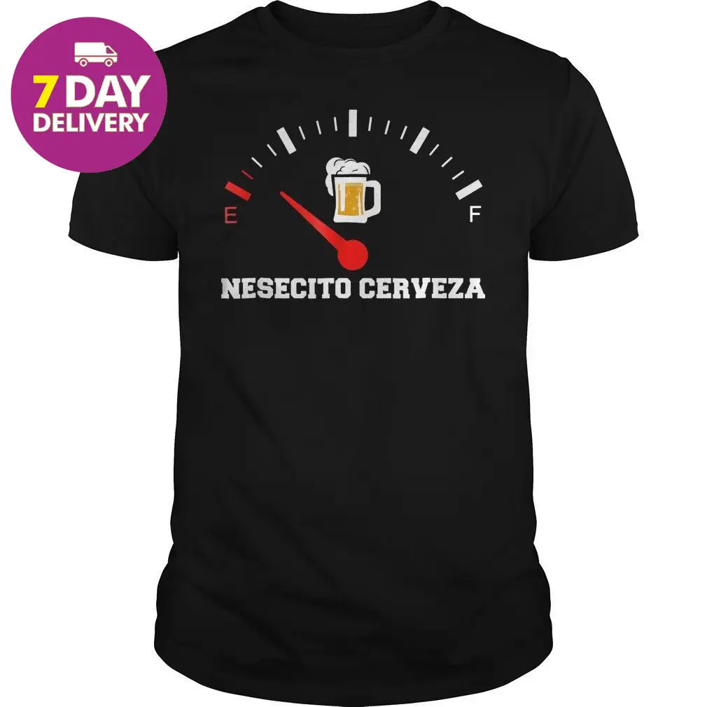 Nesecito Cerveza пиво забавные цитаты на испанском Мужская черная футболка хлопок Полный размер мультфильм футболка Мужская Унисекс Новая мода футболка