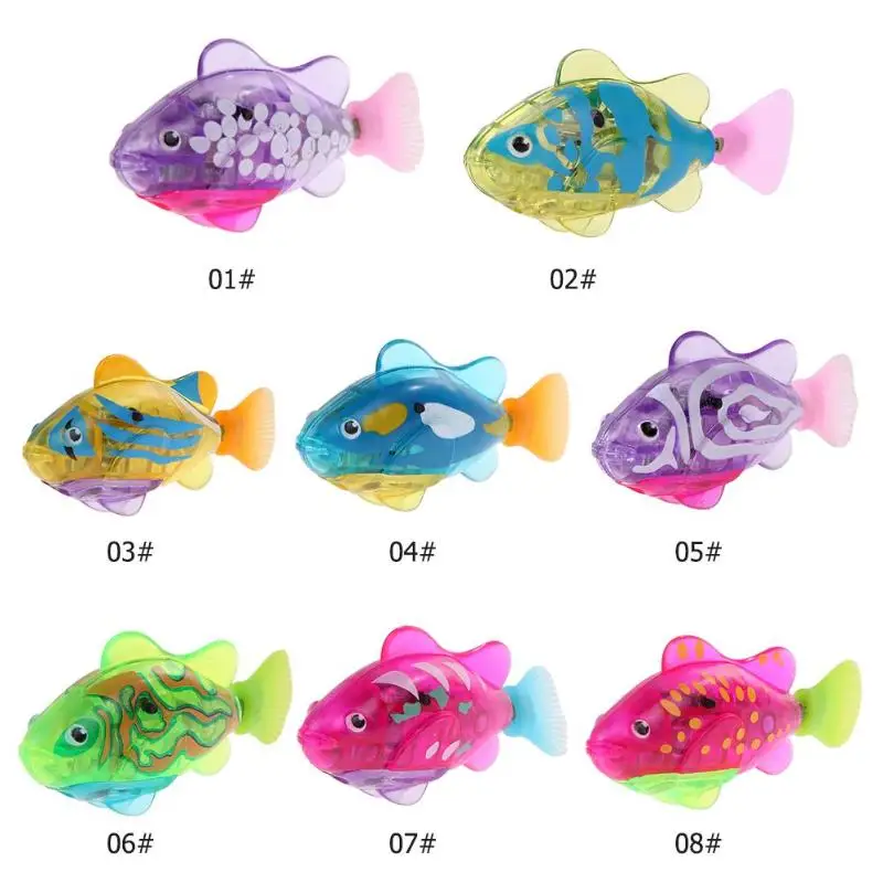 1PC Robot Sensor Electric Bath Toy Diving Fish Luminous Swimming Fish Toy Baby Bathing Toy Fantastic Baby Playmate Smooth Toy