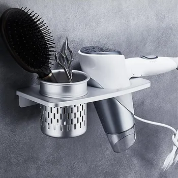 

Excellent Quality Wall Mounted Hair Dryer Drier Comb Holder Rack Stand Set Storage Organizer Household Use