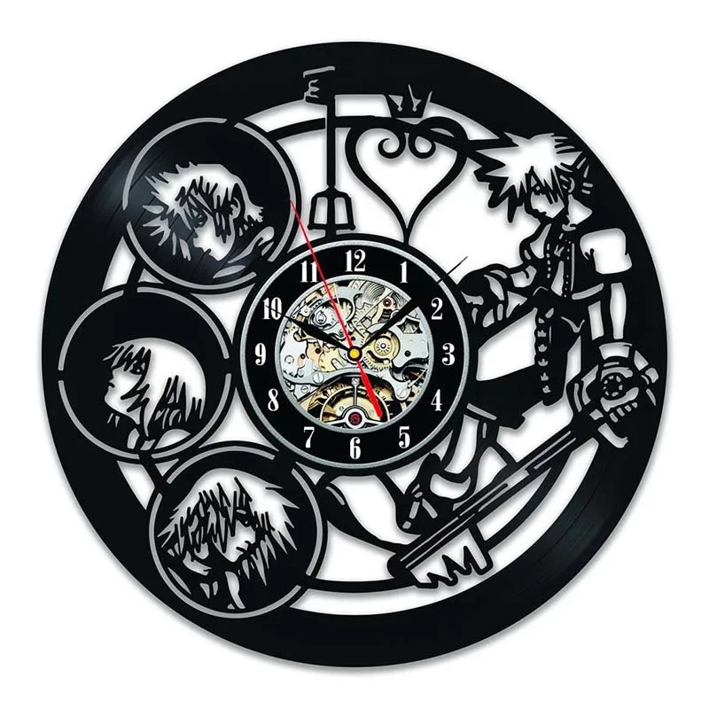 

Kingdom Hearts Characters 3d Decorative Record Clock Hollow Creative Vinyl Record Art Decor Hanging Clock Antique Led Clock