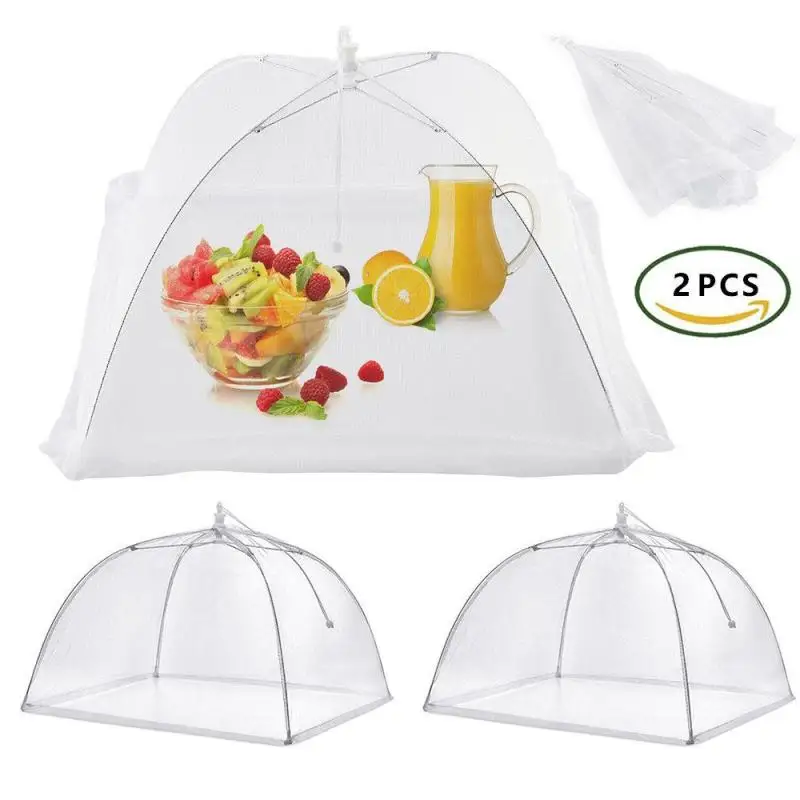 2PCS Fold Food Cover Tent Umbrella Collapsible Cake Covers Lace Mesh