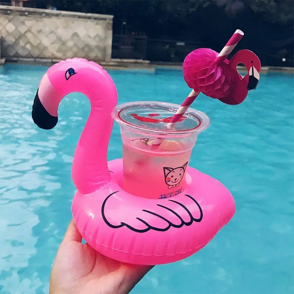 

1PCS Mini Cute Fun Toys Flamingo Floating Inflatable Drink Can Holder Swimming Pool Party Kids Toys-Float Your Drinks in Style