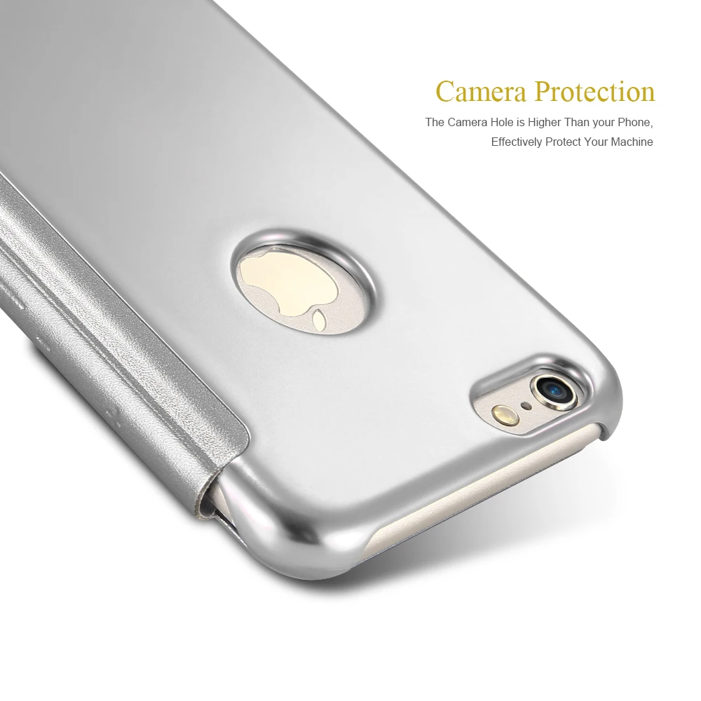 Чехол KISS с покрытием зеркальный флип чехол для телефона iPhone 6 6S 7 8 Plus сплошной цвет