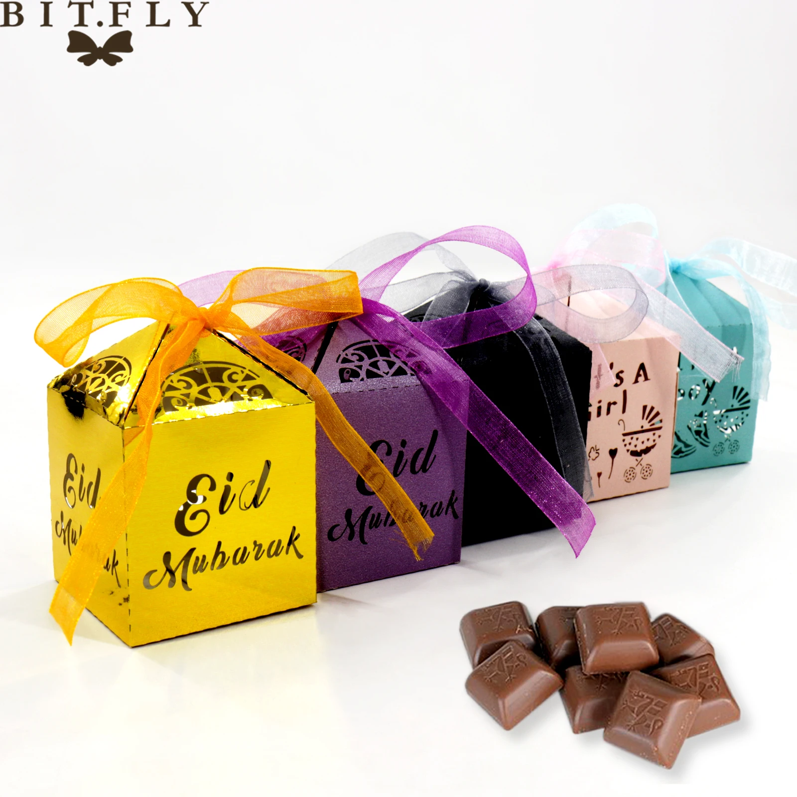 Коробочка для конфет BIT.FLY с лазерной резкой Eid Mubarak Hajj Mabrour бумажная коробка