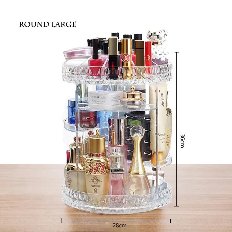 Online 360 Rotating Acrylic Cosmetic Makeup Organizer DIY Detachable Rangement Maquillage Adjustable Makeup Storage Holder Rack