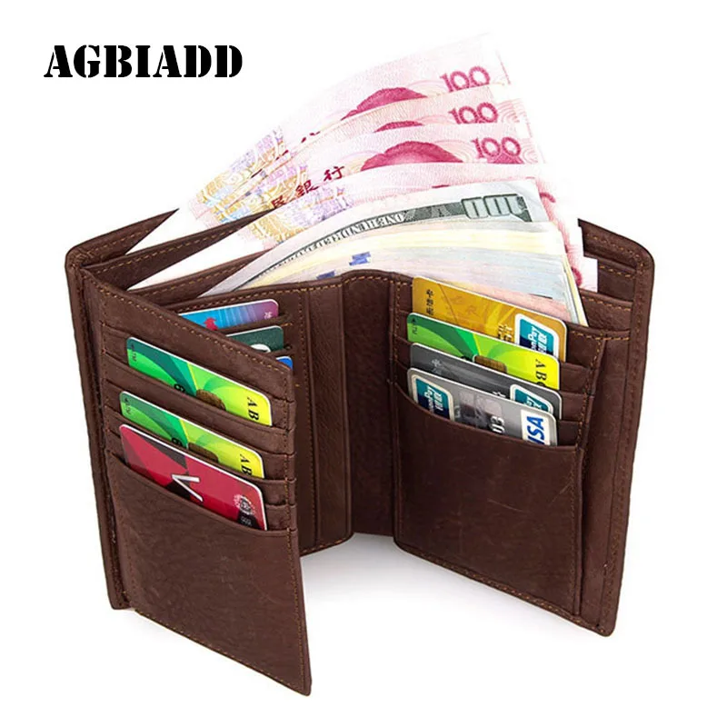 

High Capacity Knitting Pattern Men'S Wallet Card Holder Men Wallets Leather Brand Design Multi-Card Bit Short Wallets 307-40