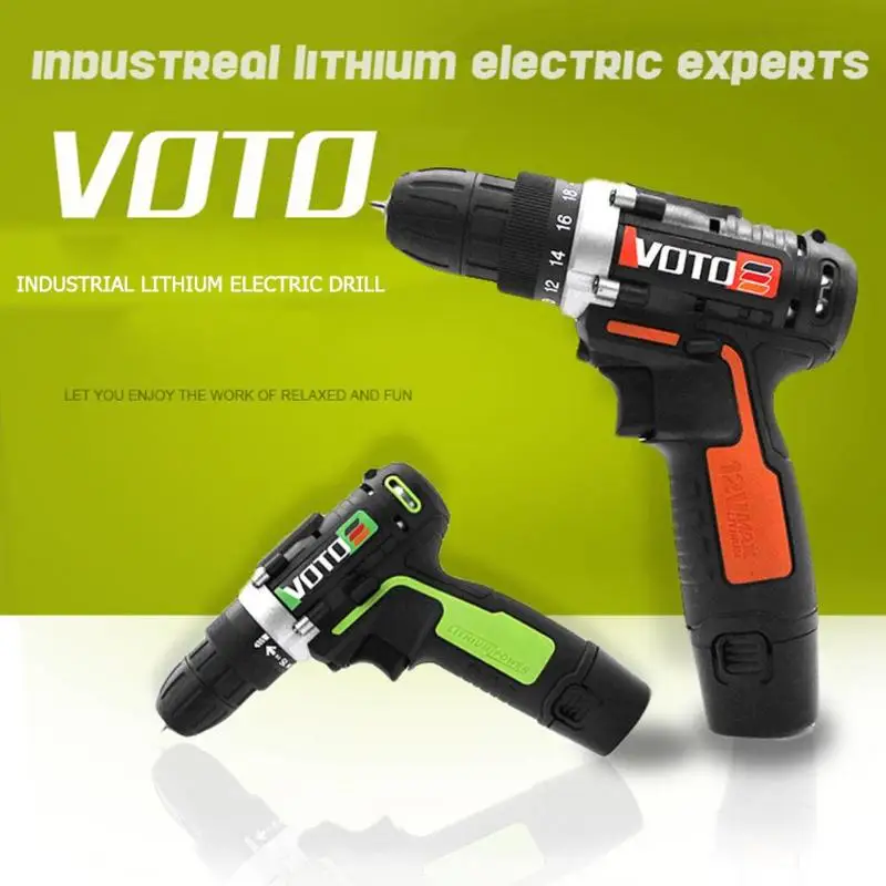 

Green/Orange VOTO VT202 16.8V Multi-function Rechargeable Cordless Electric Screwdriver Drill with Lithium Battery Power Tools