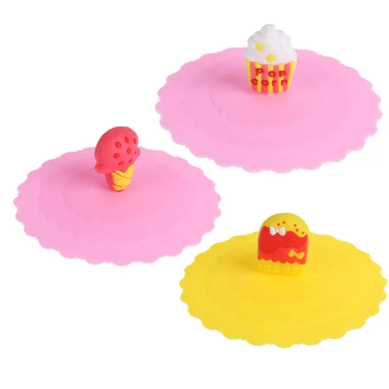 

Cartoon Food Dustproof Reusable Silicone Cup Cover Coffee Suction Seal Lid