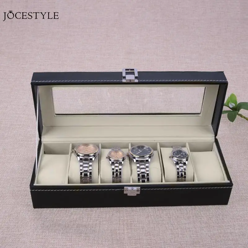 6 сетки наручные часы коробка чехол для хранения ювелирных изделий Органайзер с крышкой коробка часы держатель ювелирных изделий Дисплей Чехол