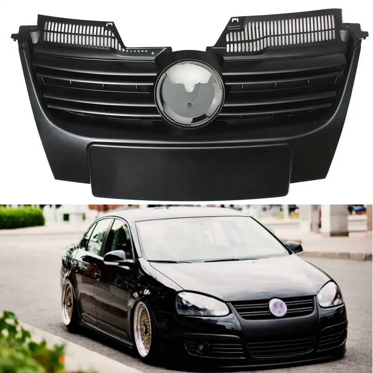 Решетка переднего бампера для Volkswagen Jetta MK5 2006 2007 2008 2009 2010 Черный