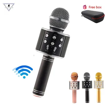 

WS 858 Wireless Microphone Karaoke Professional Condenser Mic Wtih Bag Bluetooth Stand Radio Mikrofon Studio Recording Mic WS858