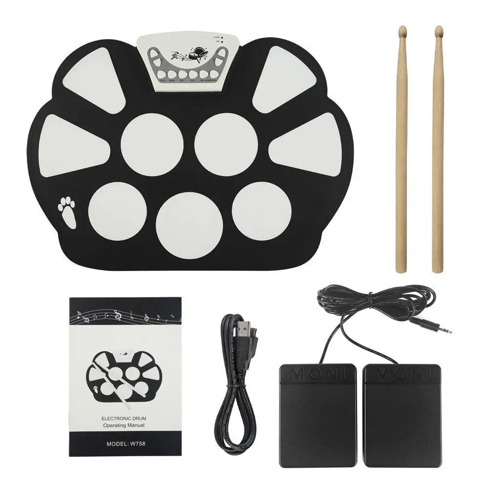 Слэйд свернутый электронный барабан Pad Kit цифровая USB MIDI Клавиатура силиконовый