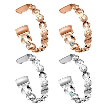 

ALLOYSEED Zinc Alloy Crystal Adjustable Metal Watch Band Wrist Strap For Fitbit Charge 3 Women Girls Replacement Watchband Strap