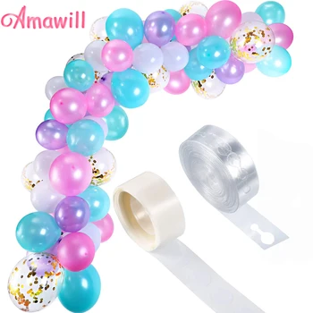 

Amawill Pink Blue Purple White Latex Balloons 5m Balloon Chain Tape Arch Connect Strip For Wedding Unicorn Birthday Party 8D
