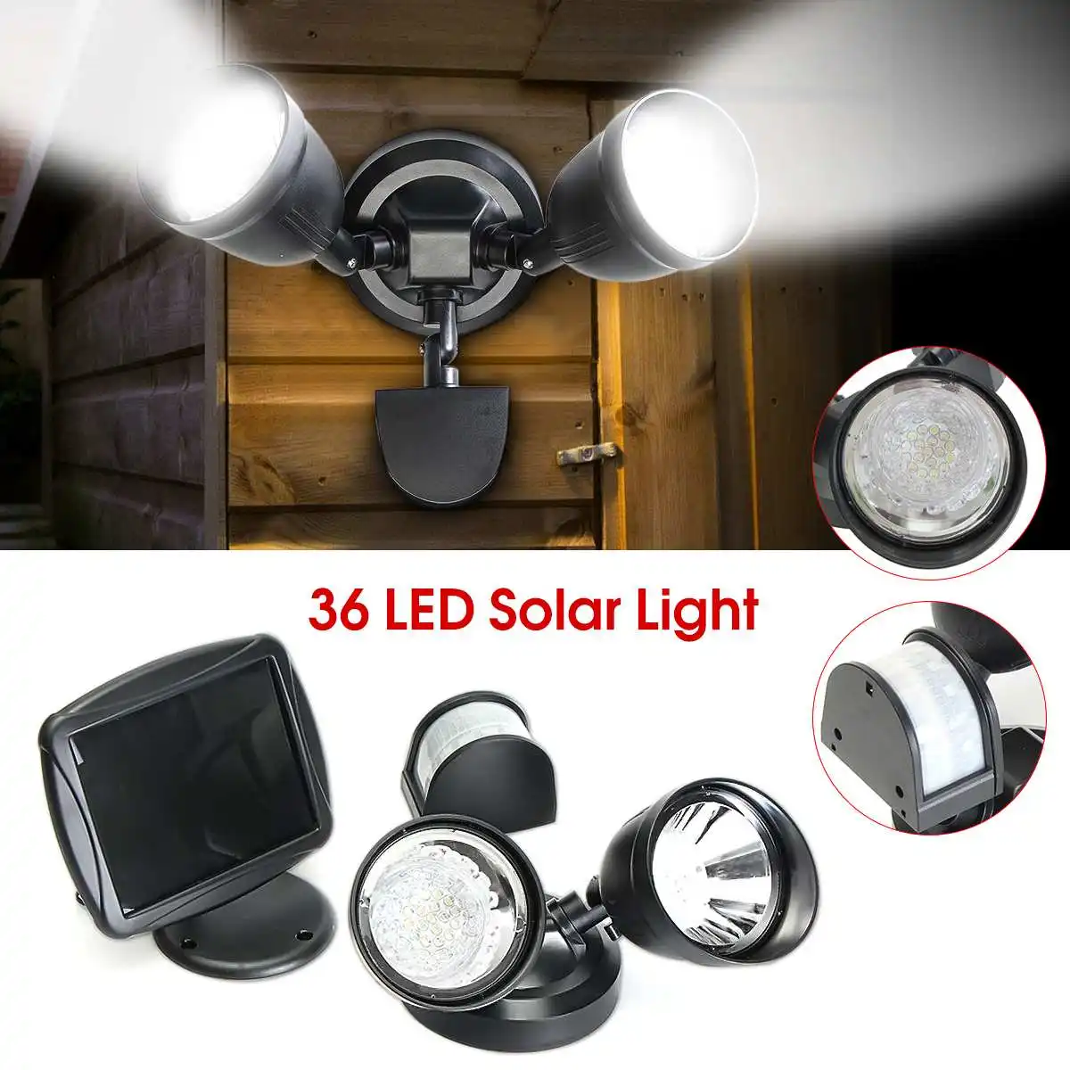 

Solar Power 36 LED PIR Motion Sensor Spot Wall Light Outdoor Dual Security Flood Lamp human body sensor garden door lights
