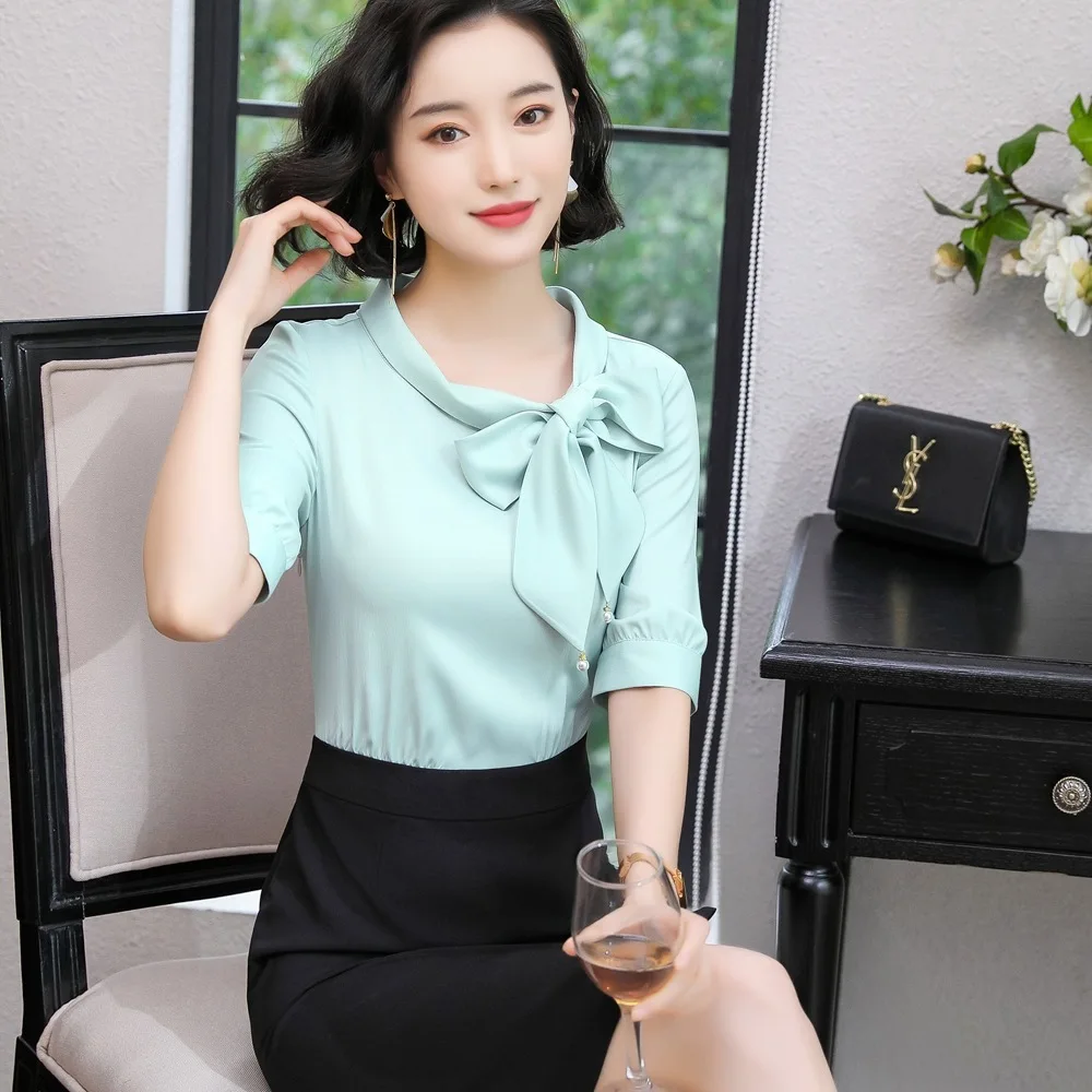 2019 Popular Woman Occupation Dress Lady Of Quality OL Slim Women's Clothing Dress Bow Two-piece Set Dresses