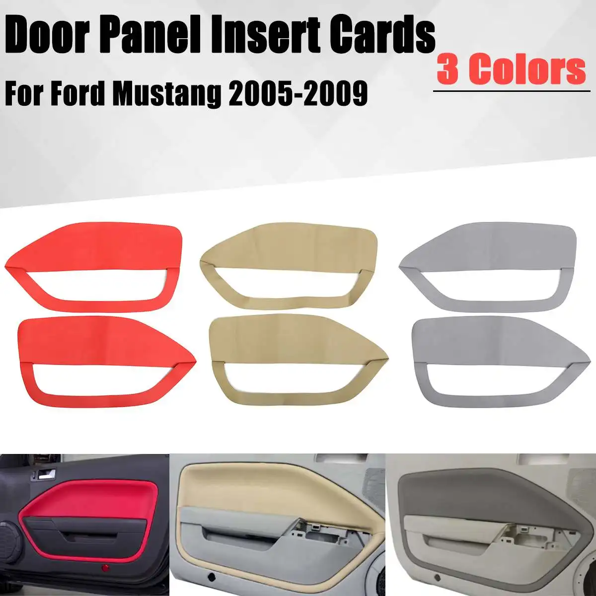 1 пара двери Панель вставлять карты Синтетическая кожа подходит для Ford Mustang 2005 2006 2007 2008 2009 передней двери пластины Запчасти