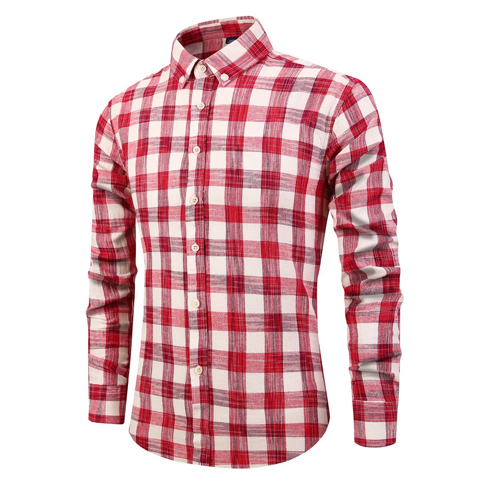 2018 New Men's Plaid Shirt Soft Comfortable Cotton Autumn Male Shirt Slim Fit Korean Business Casual Long-sleeved Shirts