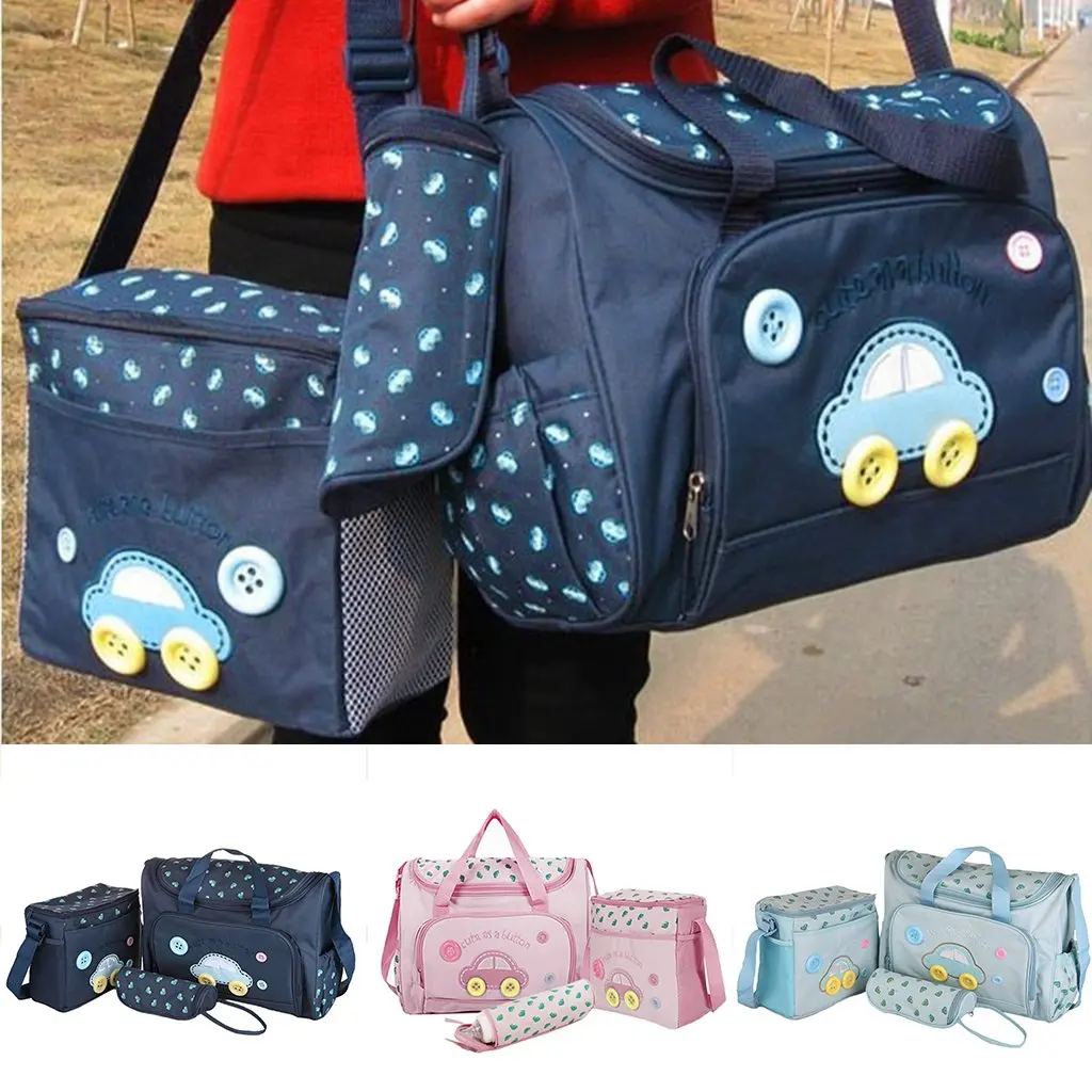 

4Pcs Diaper Bags Set Large Capacity Mummy Maternity Nappy Bag Stroller Nursing Bag for Baby Care Travel Outdoor Activities