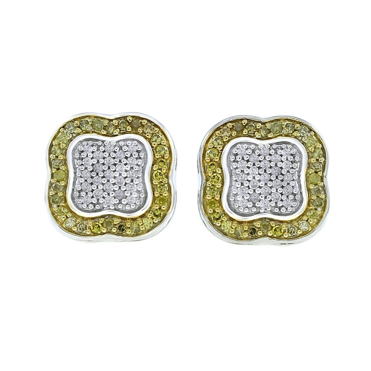 3/8 Ct желтый &amp D VVS Имитация Алмазный 14 к белого золота над серьги гвоздики $999 |