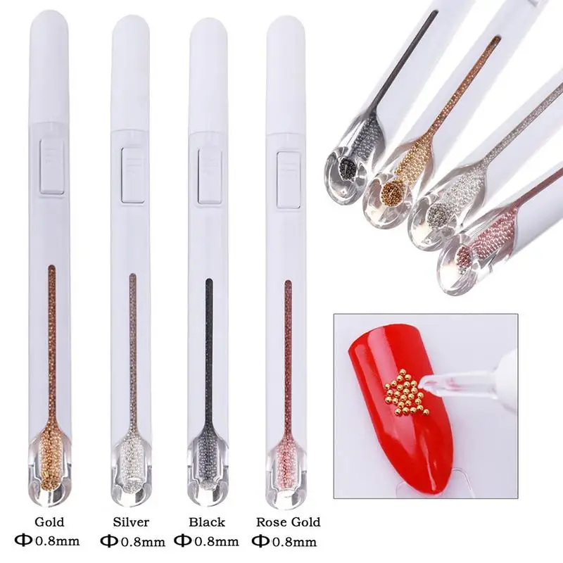 

12 Types Steel Beads Picking Dotting Pen Nail Art Tool Pick Up Small Ball Caviar Manicure Accessories Painting Bullion Pen