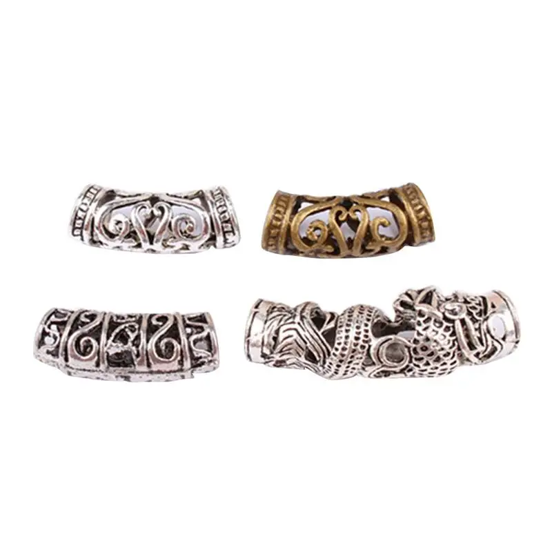 

4pcs Hair Cuffs Metal Hollow out Retro Decorative Plated Dreadlocks Braiding Beads Hair Braid Rings