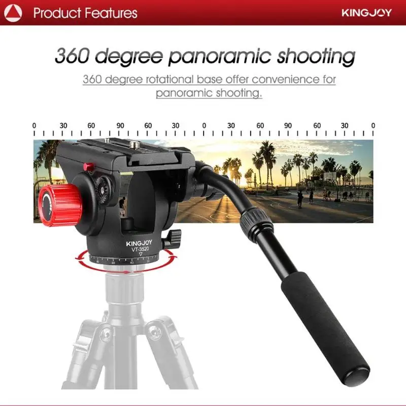 Kingjoy VT 3510 из алюминиевого сплава 360 панорамная жидкость демпфирующая головка для
