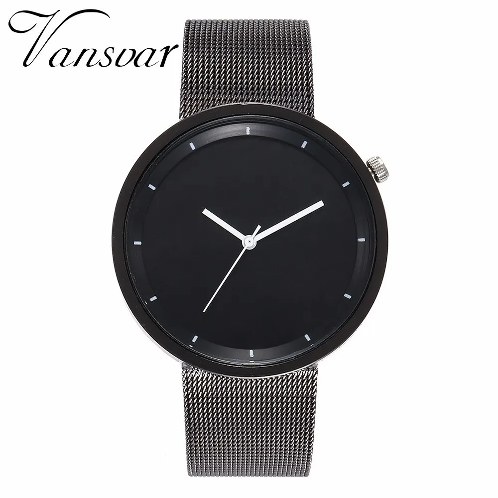 

Vansvar Brand Fashion Women Men Black Steel Belt Quartz Watches Casual Luxury Ladies Watch Clock Relogio Feminino