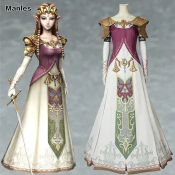 

The Legend of Zelda Twilight Princess Costume Princess Zelda Cosplay Dress Halloween Custom Made Women Elegant With Headwear