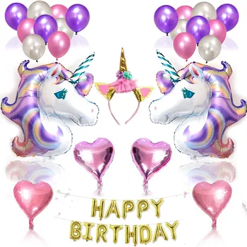 

Happy Birthday Balloon Air Letters Alphabe Rose Gold Foil Balloon Kids Wedding Party Birthday Helium Globos Party Baloon Unicorn