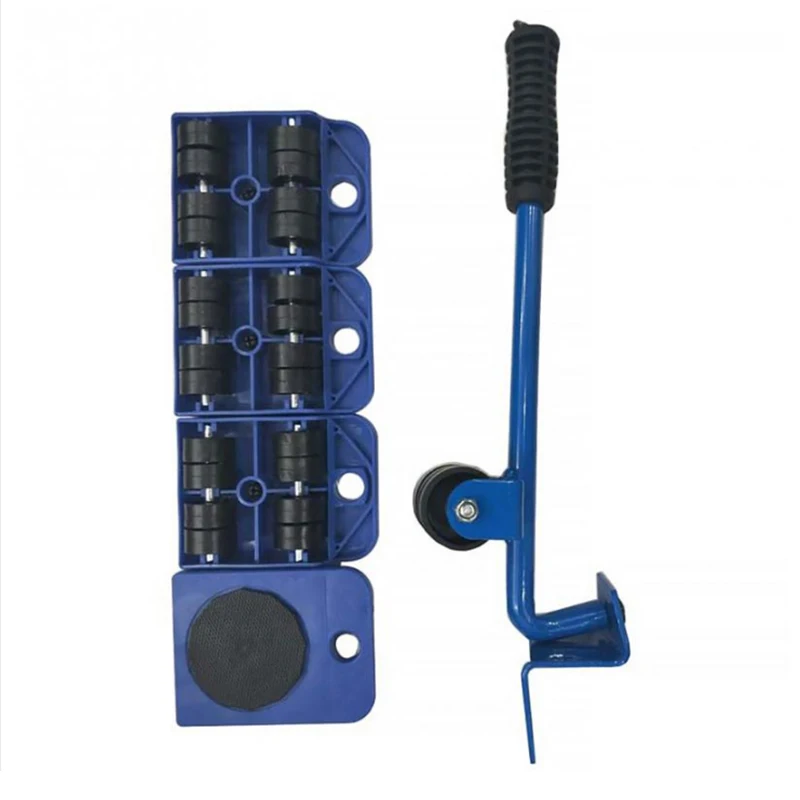 Promotion! 5Pcs Blue Professional Furniture Transport Lifter tool Set Heavy Stuffs Moving Hand Tools Set Wheel Bar Mover Device