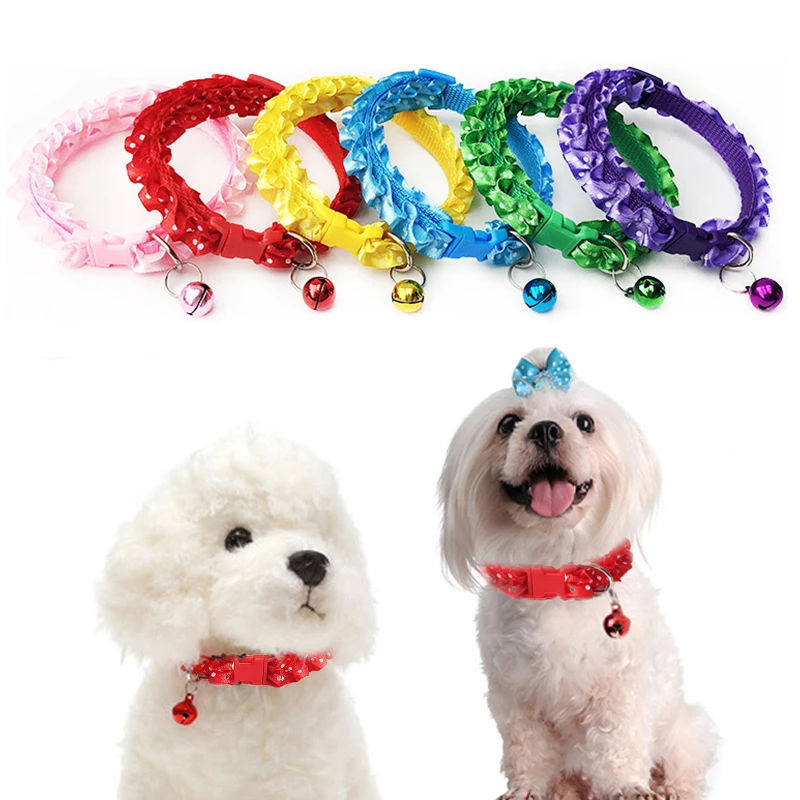 

With Bell Lovely Lace Collar Puppy Buckle Collar Pet Supplies Cat 1PC Dog Adjustable For Cat High Quality Pet Accessories