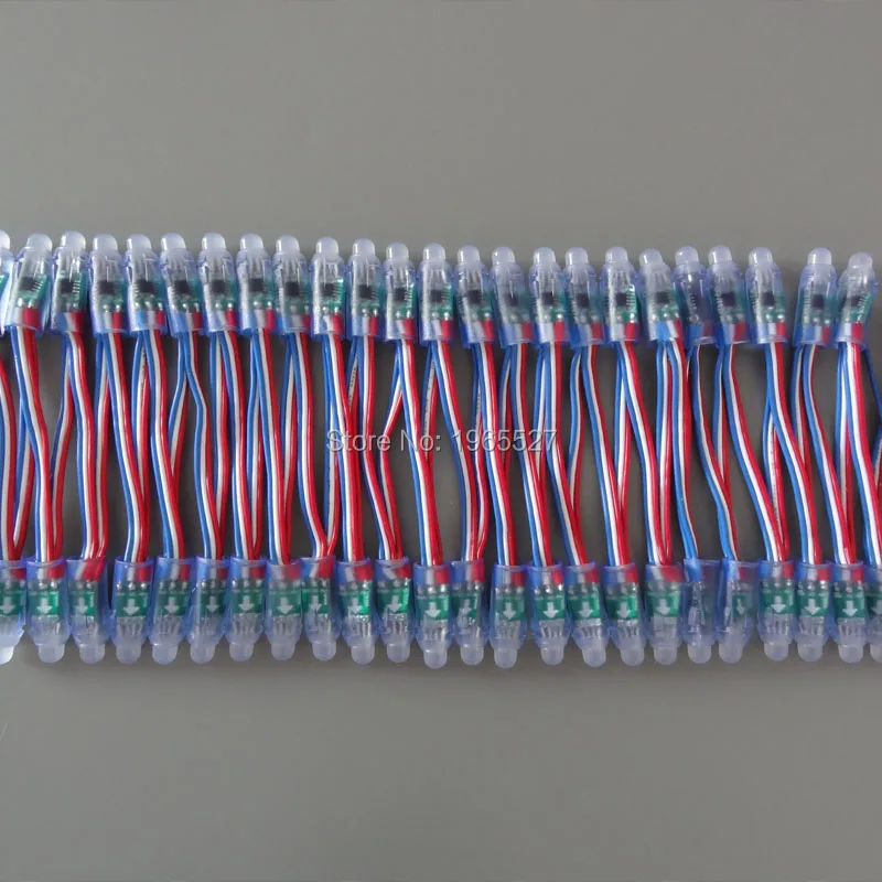 18AWG 100 шт./компл. 5 V 12 мм WS2811 полный Цвет светодиодная точечная ...