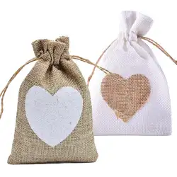 10x14 см белая хлопковая сумка-мешок Винтаж натуральная мешковина подарок мешки для конфет, Свадебный вечерние пользу мешок джут подарочные