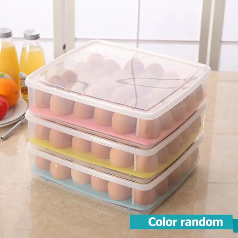 30 сетки пластиковая коробка для яиц Кухня яйца ящик для хранения яиц держатель Штабелируемый холодильник органайзеры хранение контейнер для яиц