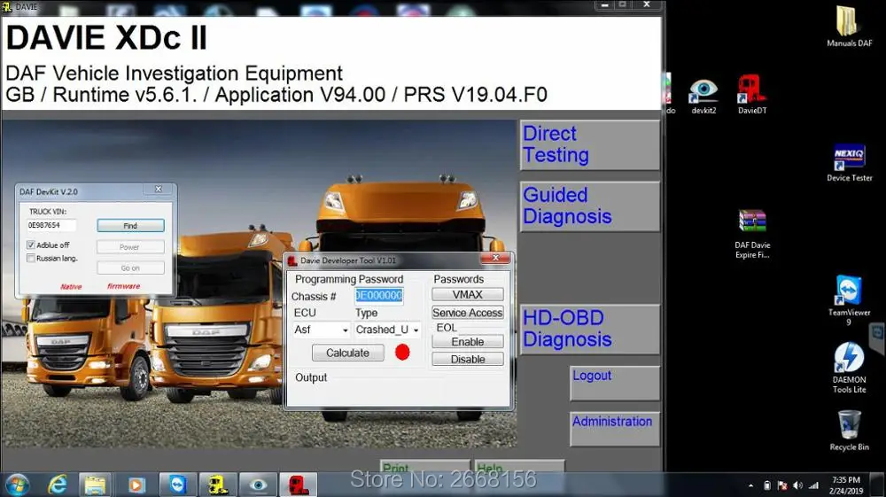 

DAF Davie Runtime 5.6.1 for paccar and DAF engine diagnostic software on 240GB SSD