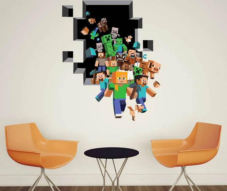 

MINECRAFT Wall Decal Kids Large Steve Game Room Removable Sticker US SELLER!!