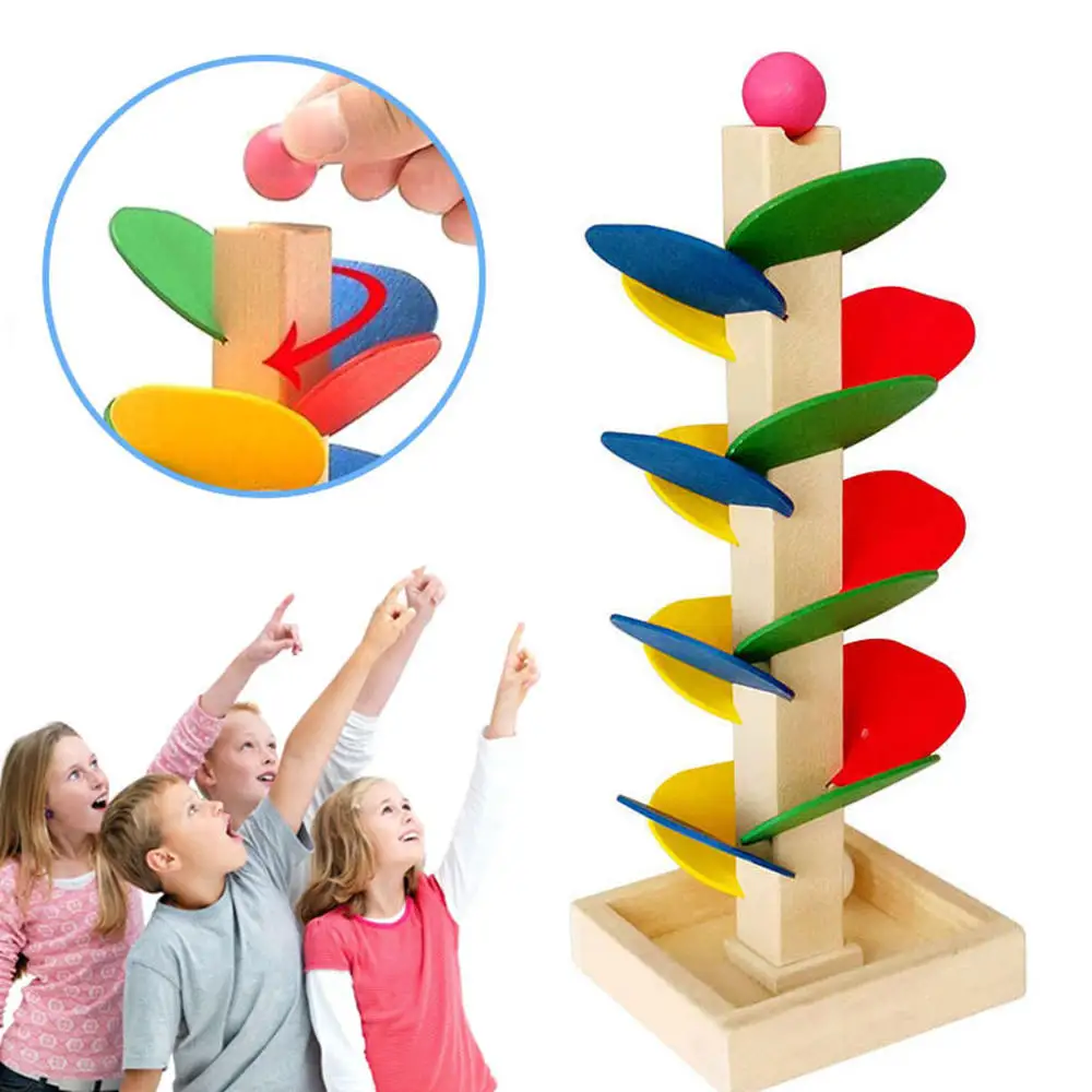 

Wooden Spiral Ball Game Tree Leaves Tower Toy Educational Kid Child Baby