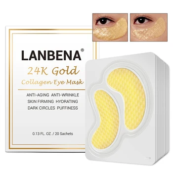 

LANBENA 20 pairs 24K Gold Collagen Eye Masks Gel Moisturizing Remover Dark Dircles Anti-Aging Eye Wrinkle Patches Eye Care Serum