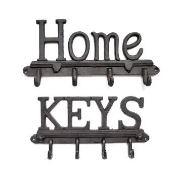 

HOME Wrought Iron Hook KEY Hanging Vintage Wall Decoration Entrance Key Bag Clothes Coat Towel Storage Rack Organizer Holder