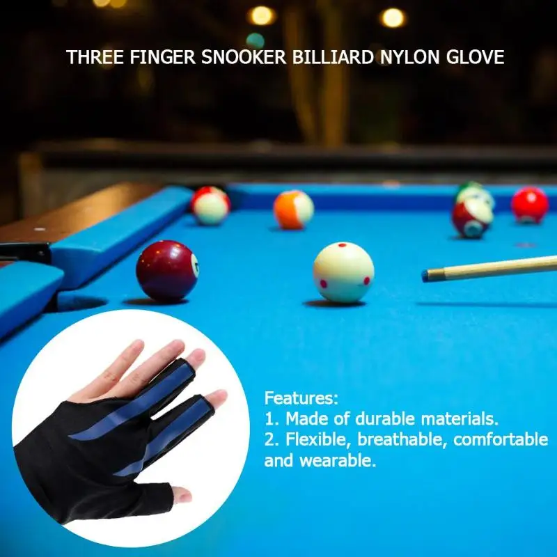 

Three Finger Snooker Billiard Nylon Glove Lycra Fabrics Durable Wearable Fitness Accessories