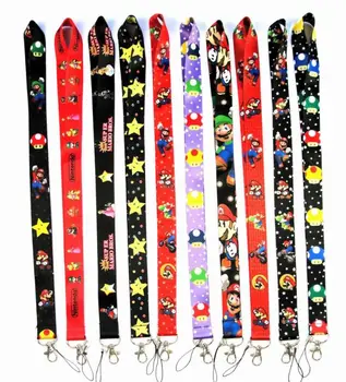 

1 Pc Kawaii Cute Super Mario Bros Lanyard Keys ID Cell Phone Neck Strap Toys Action Figure Toy Gift